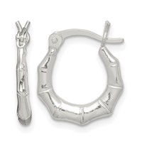 Sterling Silver Polished Bamboo Hoop Earrings view 1