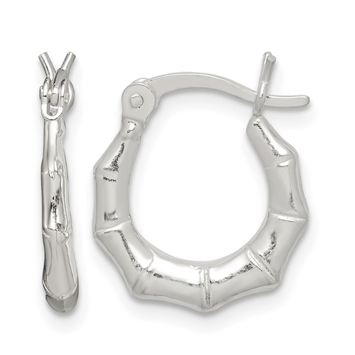Sterling Silver Polished Bamboo Hoop Earrings