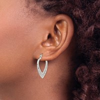 Sterling Silver Polished Filigree Heart Hoop Earrings view 3