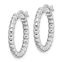 Sterling Silver Rhodium-plated Beaded 3x 15mm Hoop Earrings view 2