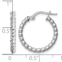 Sterling Silver Rhodium-plated Beaded 3x 15mm Hoop Earrings view 4