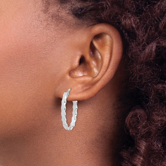 Sterling Silver Scalloped Edge Hoop Earrings