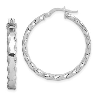 Sterling Silver Scalloped Edge Hoop Earrings