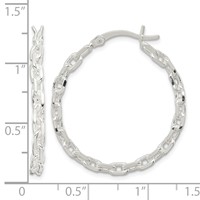 Sterling Silver Polished Cable Chain 3x 30mm Hoop Earrings view 4