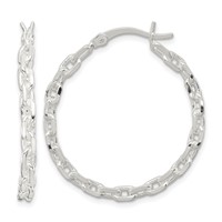 Sterling Silver Polished Cable Chain 3x 30mm Hoop Earrings view 1