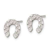 Sterling Silver Horseshoe Mini Earrings view 2