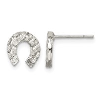 Sterling Silver Horseshoe Mini Earrings view 1