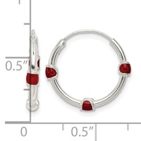 Sterling Silver Polished Red Enamel Endless Hoop Earrings view 4