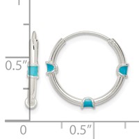 Sterling Silver Polished Light Blue Enamel Endless Hoop Earrings view 4