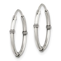 Sterling Silver Polished and Antiqued Endless Hoop Earrings view 2