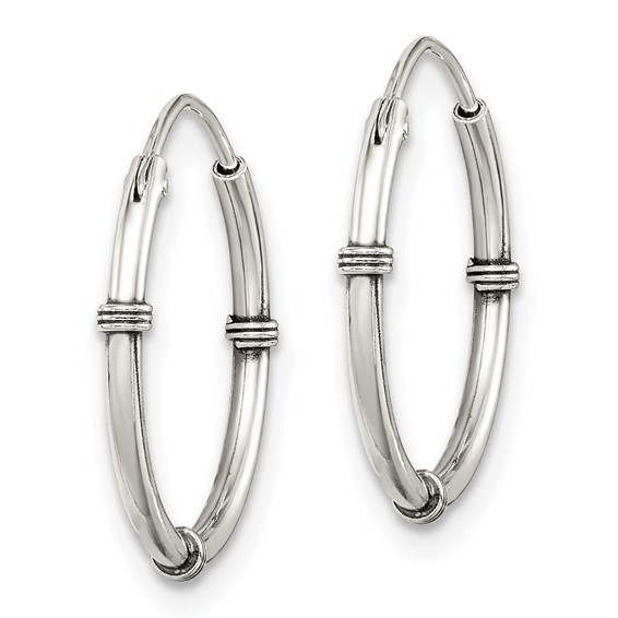Sterling Silver Antiqued Endless Hoop Earrings