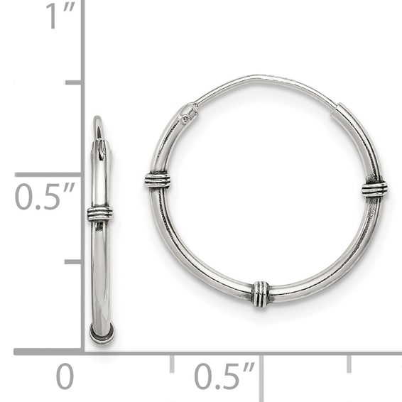 Sterling Silver Antiqued Endless Hoop Earrings