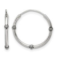 Sterling Silver Polished and Antiqued Endless Hoop Earrings view 1