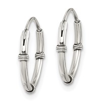 Sterling Silver Polished and Antiqued Endless Hoop Earrings view 2
