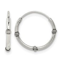 Sterling Silver Polished and Antiqued Endless Hoop Earrings view 1