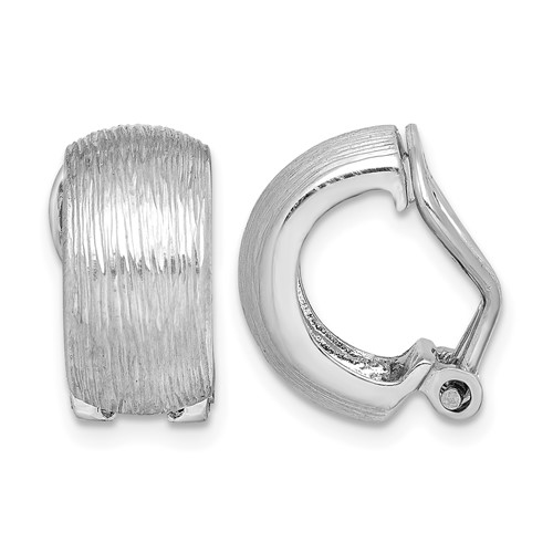 Sterling Silver Rhodium-plated D C Non-Pierced J-Hoop Earrings