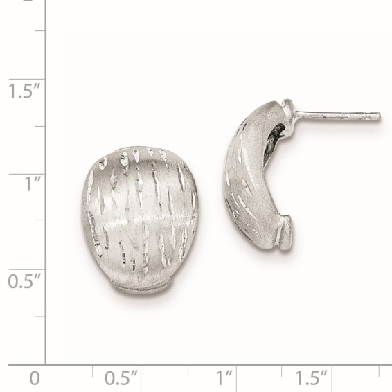 Sterling Silver Satin/Diamond-cut Curved Post Earrings