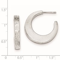 Sterling Silver Brushed Diamond-cut Post Hoop Earrings view 2