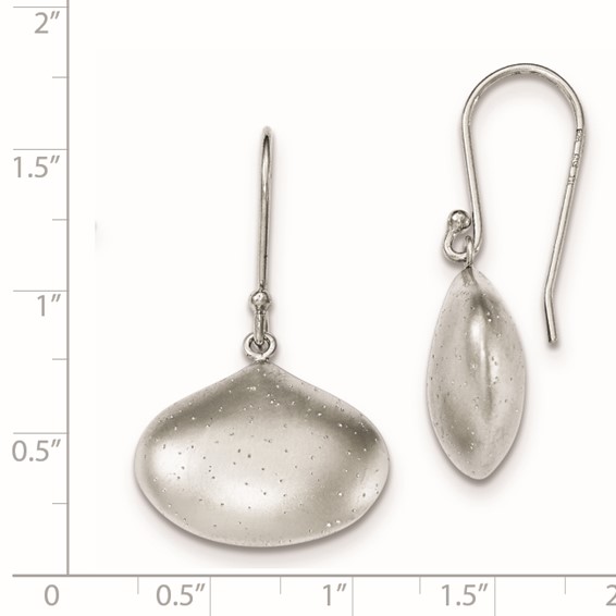 Sterling Silver Rhodium-plated Sparkle-cut Brushed Teardrop Earrings