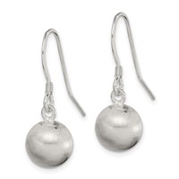 Sterling Silver Polished Laser-cut Ball 10mm Shepherd Hook Earrings view 2