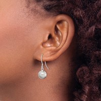 Sterling Silver Polished Laser-cut Ball 10mm Shepherd Hook Earrings view 3