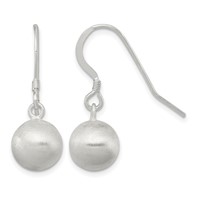 Sterling Silver Polished Laser-cut Ball 10mm Shepherd Hook Earrings view 1