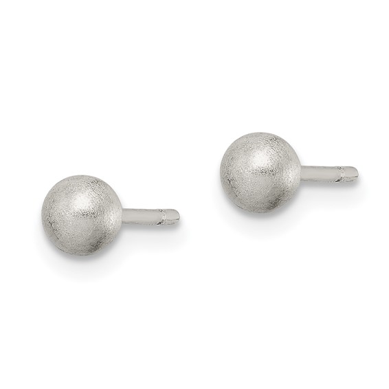 Sterling Silver Satin Ball Post Earrings