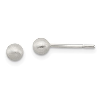 Sterling Silver Satin Ball Post Earrings