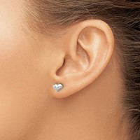 Sterling Silver Polished Heart Post Earrings view 3