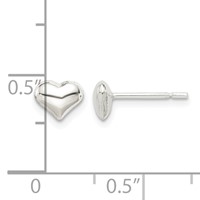 Sterling Silver Polished Heart Post Earrings view 4