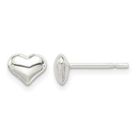 Sterling Silver Polished Heart Post Earrings view 1