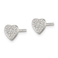 Sterling Silver CZ Heart Post Earrings view 2
