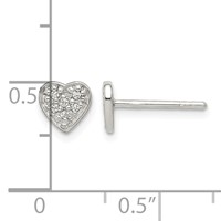 Sterling Silver CZ Heart Post Earrings view 4