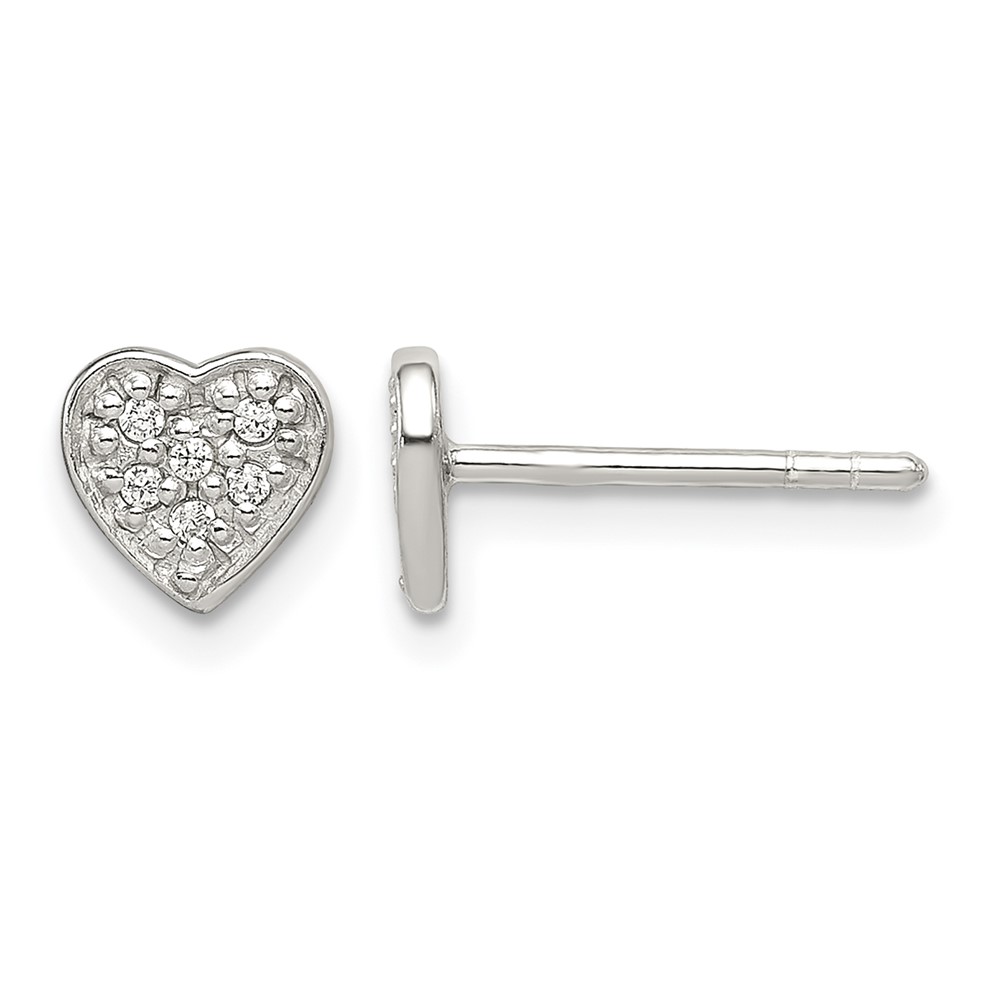 Sterling Silver CZ Heart Post Earrings