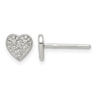 Sterling Silver CZ Heart Post Earrings view 1