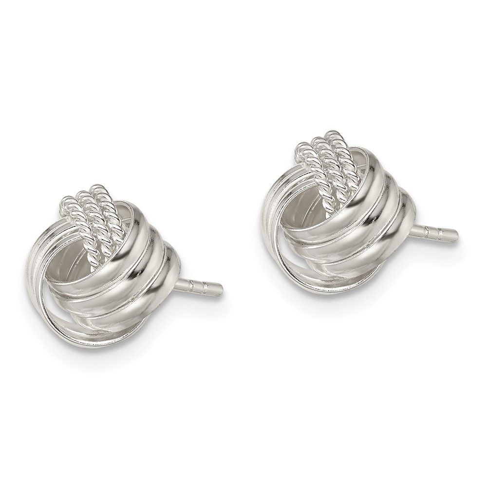 Sterling Silver Polished and Textured Knot Post Earrings (QE11775)
