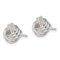 Sterling Silver Polished and Textured Knot Post Earrings view 2