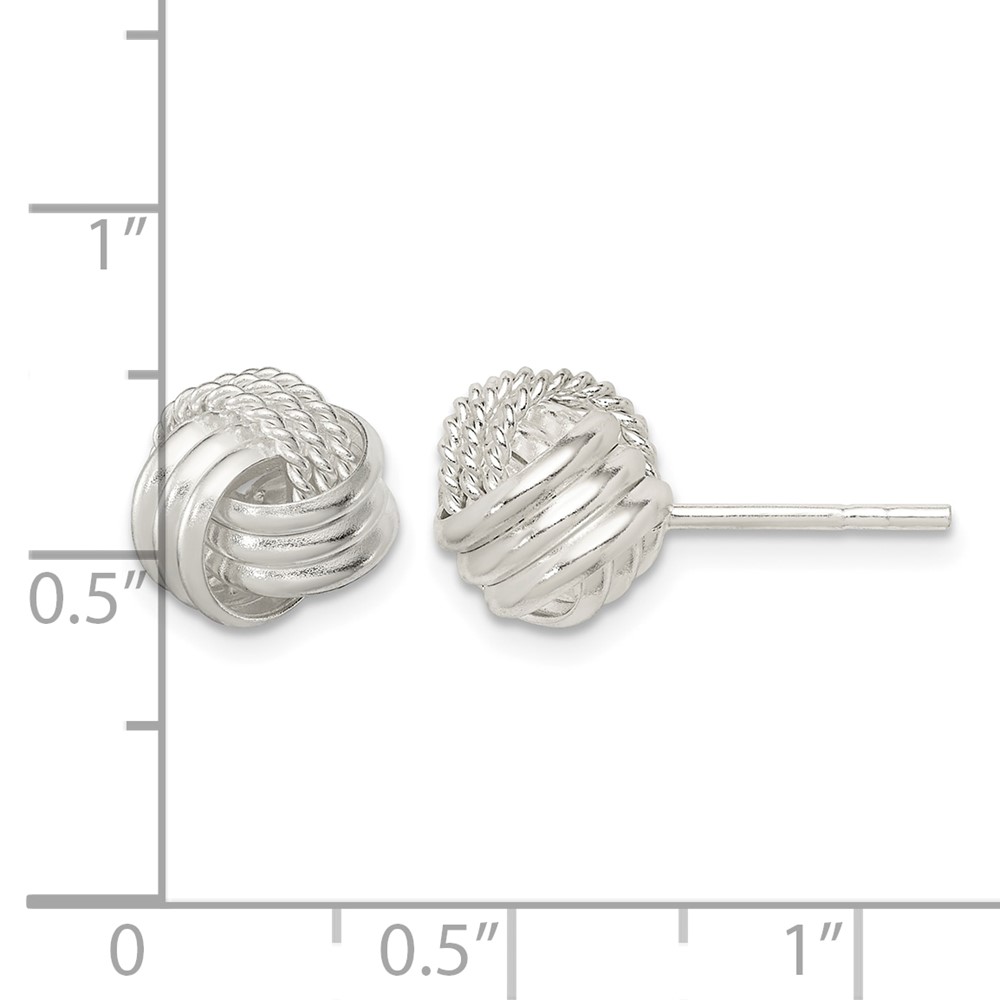 Sterling Silver Polished and Textured Knot Post Earrings (QE11775)