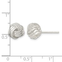 Sterling Silver Polished and Textured Knot Post Earrings view 4