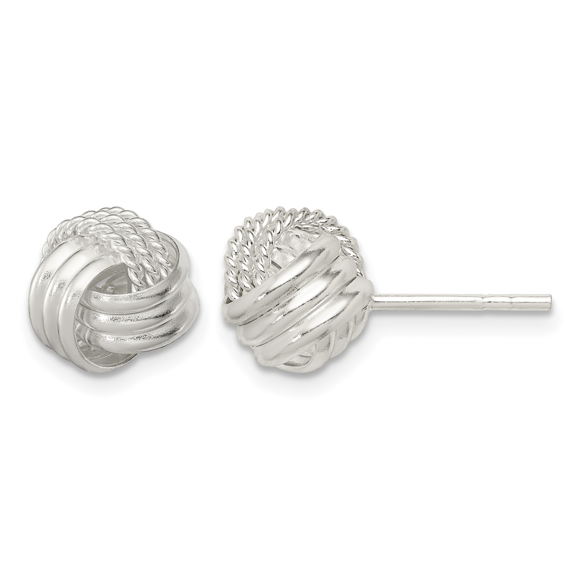 Sterling Silver Polished and Textured Knot Post Earrings (QE11775)