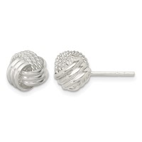 Sterling Silver Polished and Textured Knot Post Earrings view 1