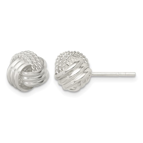Sterling Silver Polished and Textured Knot Post Earrings