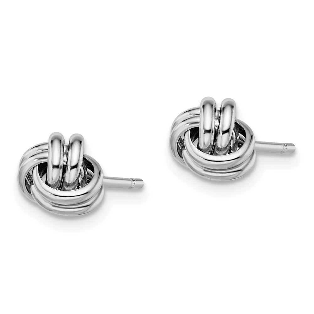 Sterling Silver Rhodium-plated Double Knot Post Earrings (QE11782)