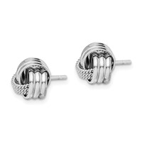 Sterling Silver Rhodium-plated Polished Twisted Knot Post Earrings view 2