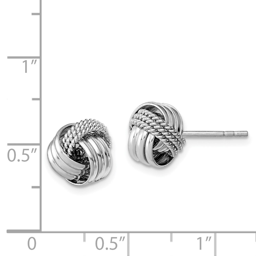 Sterling Silver Rhodium-plated Polished Twisted Knot Post Earrings (QE11783)