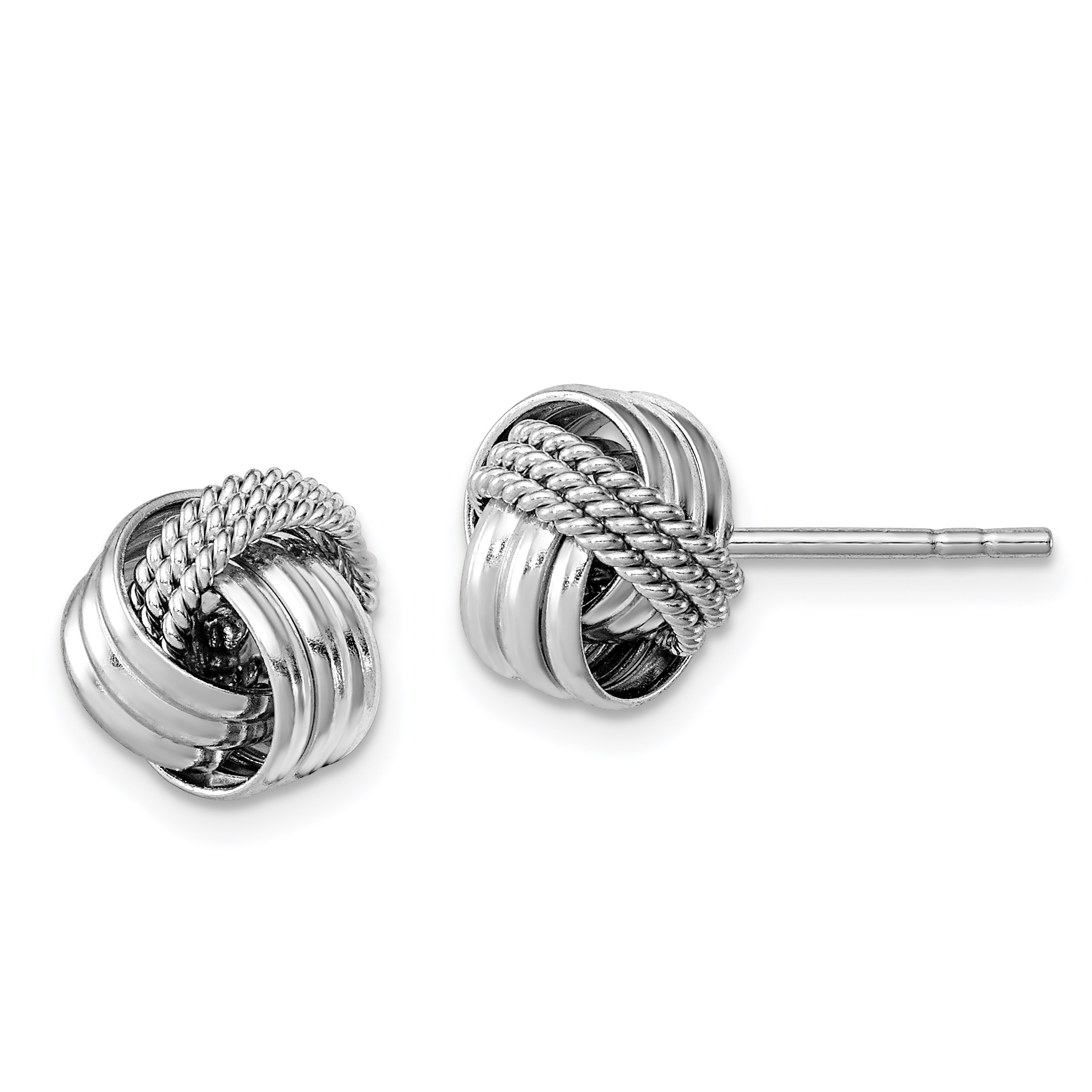 Sterling Silver Rhodium-plated Polished Twisted Knot Post Earrings (QE11783)