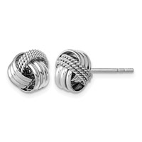 Sterling Silver Rhodium-plated Polished Twisted Knot Post Earrings view 1