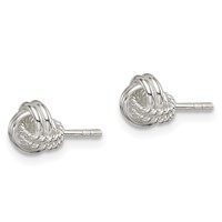 Sterling Silver Polished and Textured Knot Post Earrings view 2