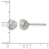 Sterling Silver Polished and Textured Knot Post Earrings view 4