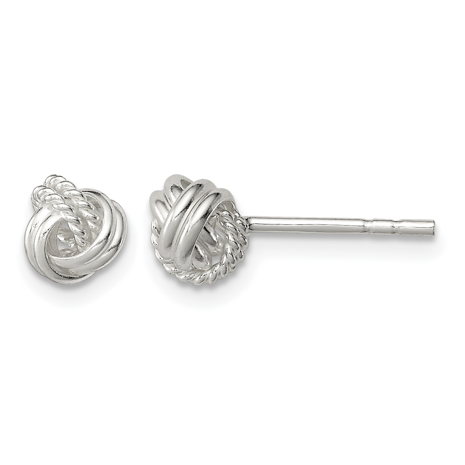 Sterling Silver Polished and Textured Knot Post Earrings (QE11786)